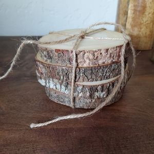 SOLD•4/$20• Wood coaster set